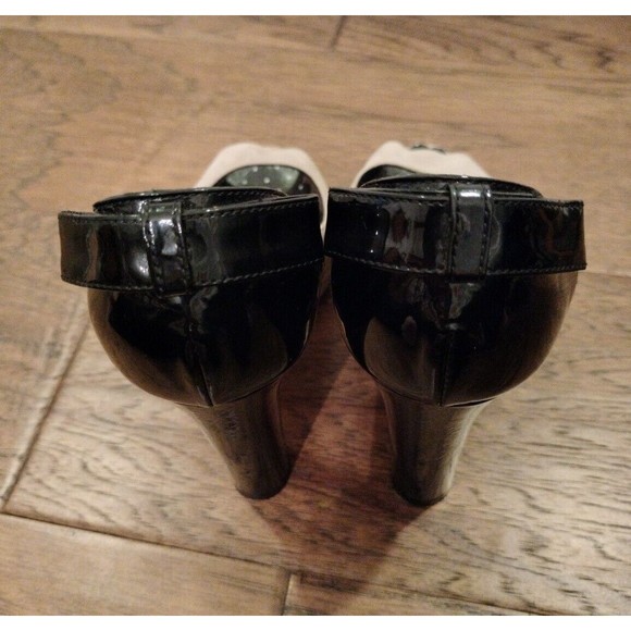 Moschino Size 7.5 Cheap and Chic Peep Toe Heels Suede & Patent Leather Italy - Picture 15 of 16